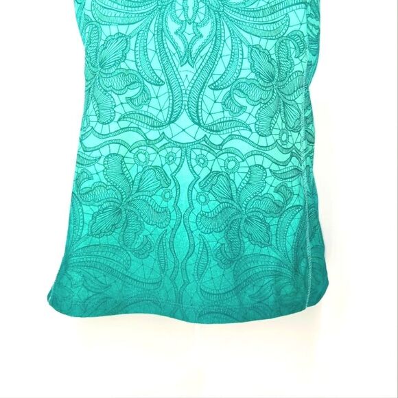 ATHLETA Teal and Dark Green Abstract Printed Strappy Built In Bra Tank Top XS - Picture 3 of 11